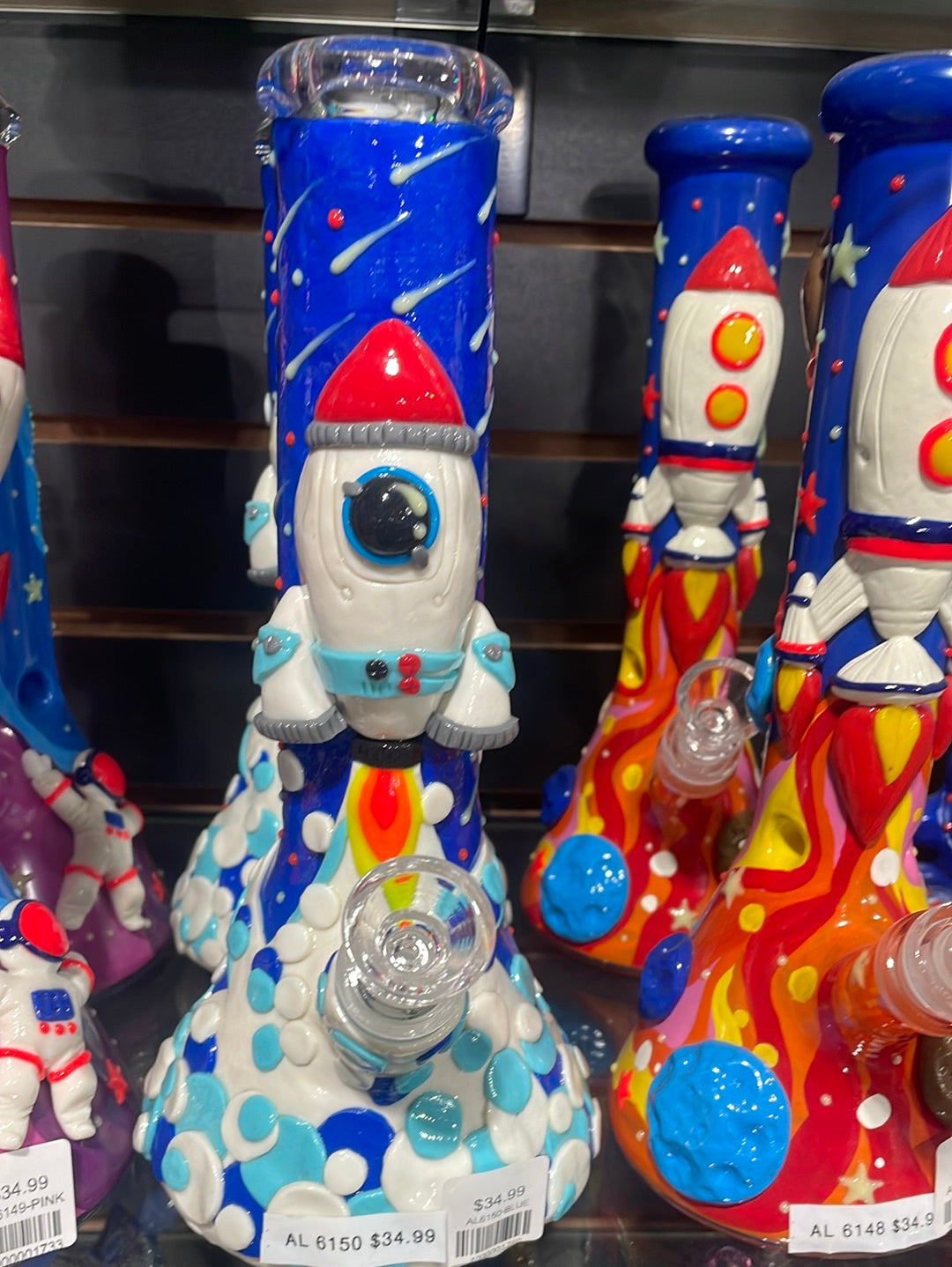 Water Pipe with 3D Rocket  crafted  White and Blue