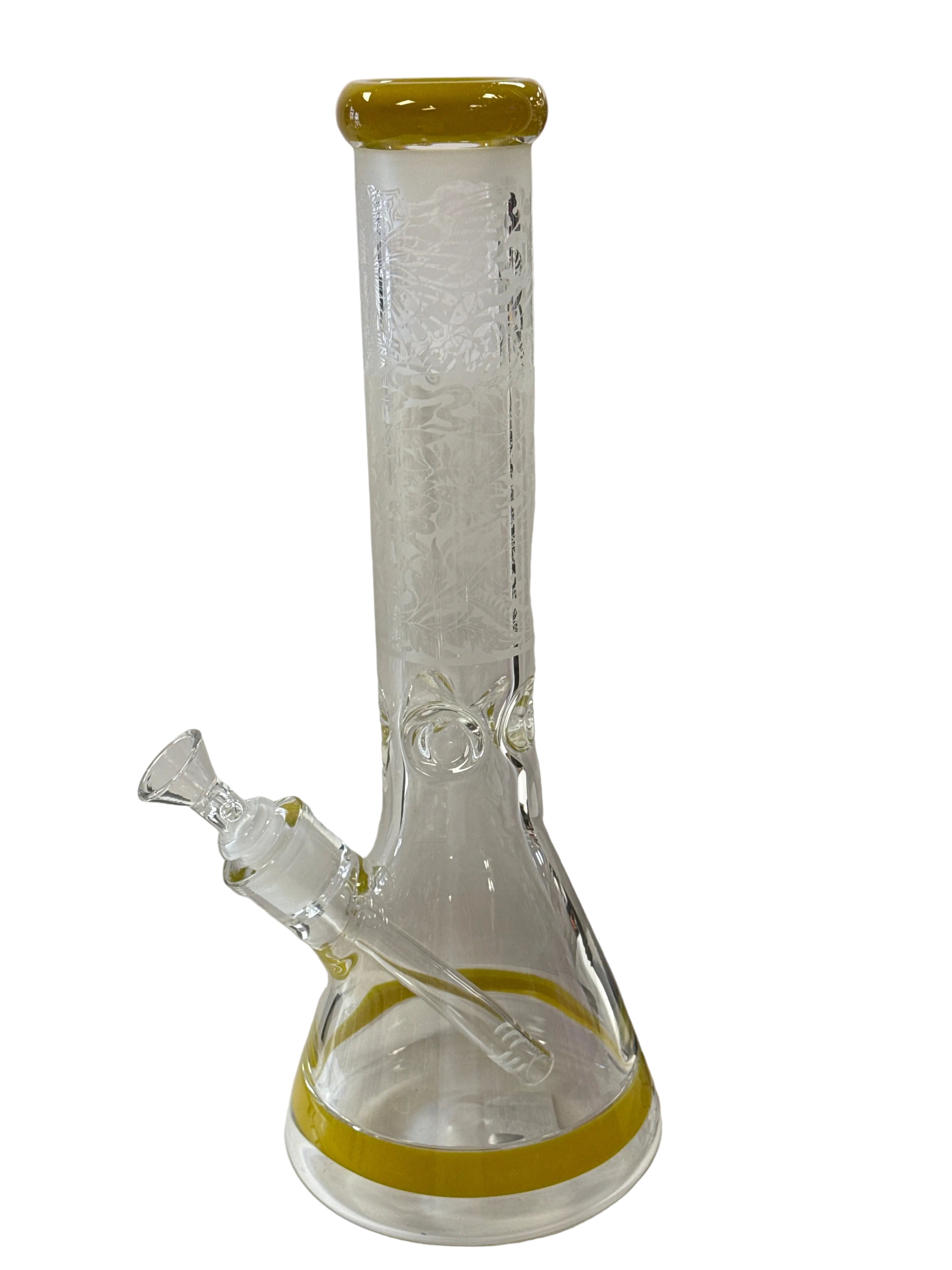 14" beaker with Frosted  design on neck & color mouth piece Secondary image