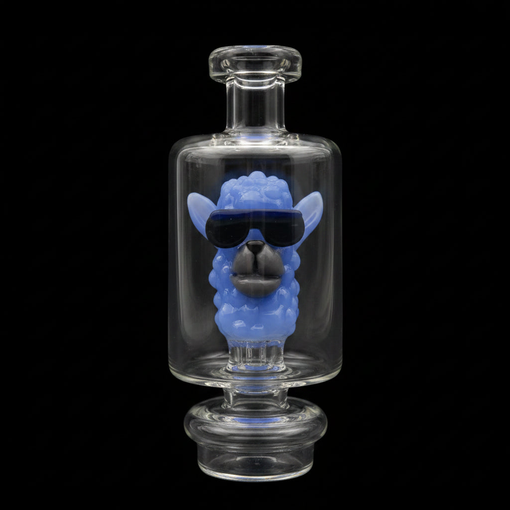 Blue llama Puffco Peak Pro compatible glass attachment with water filtration Main image