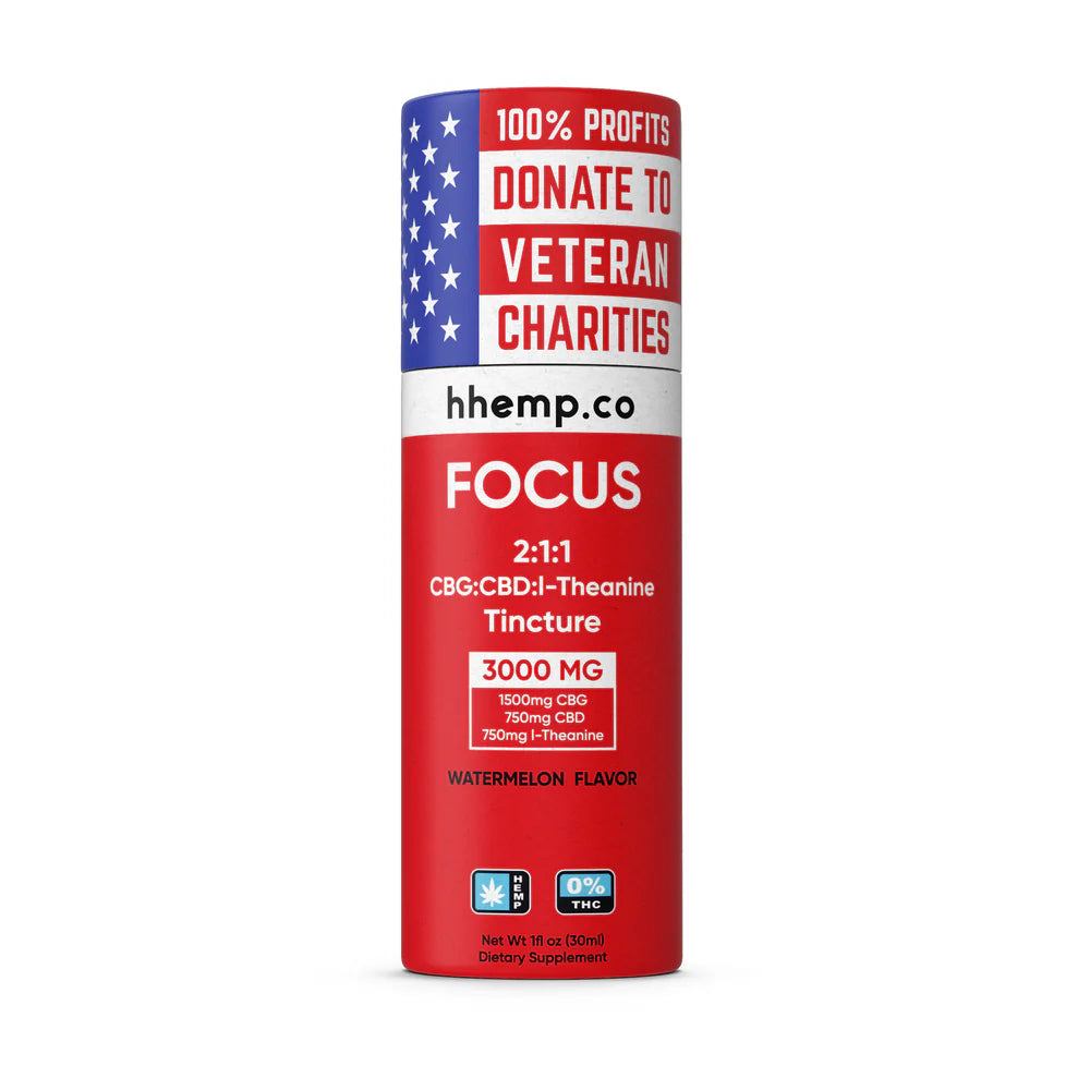 HHEMP CBG+CBD Tincture - Focus |  3000MG | Watermelon Flavor | 12 Ct/Box