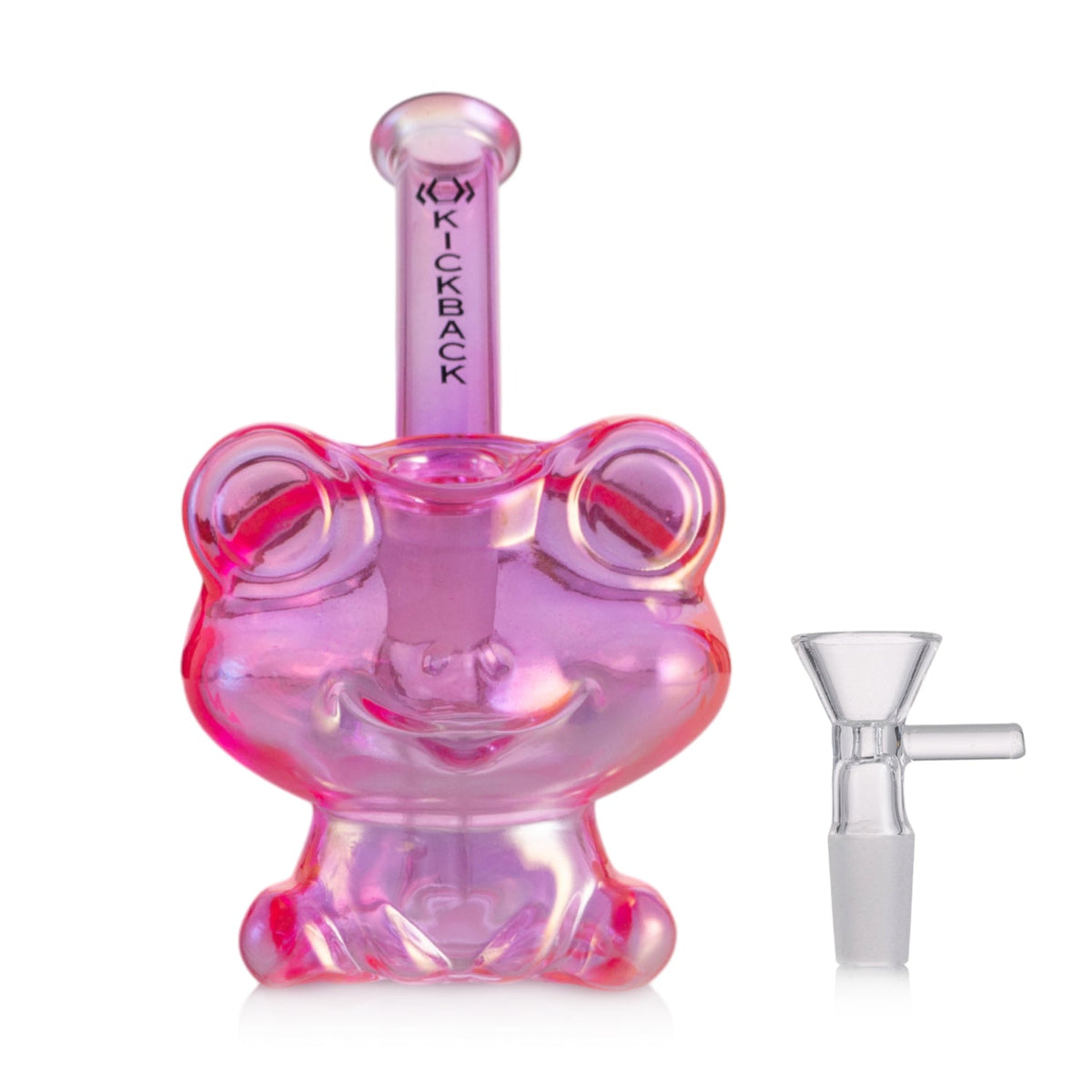 Frog-shaped glass water pipe with bowl piece by KICKBACK GLASS Main image