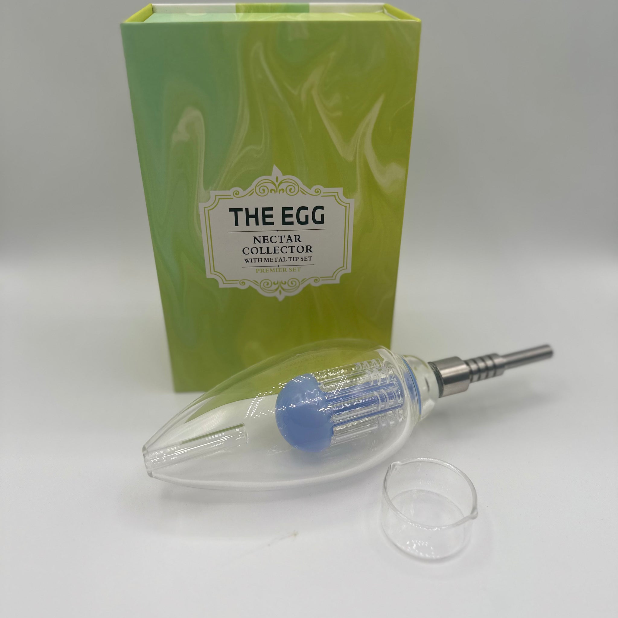 The EGG Nectar Collector with Perc | Metal Tip Set | Stainless Steel Tip | Glass Dish