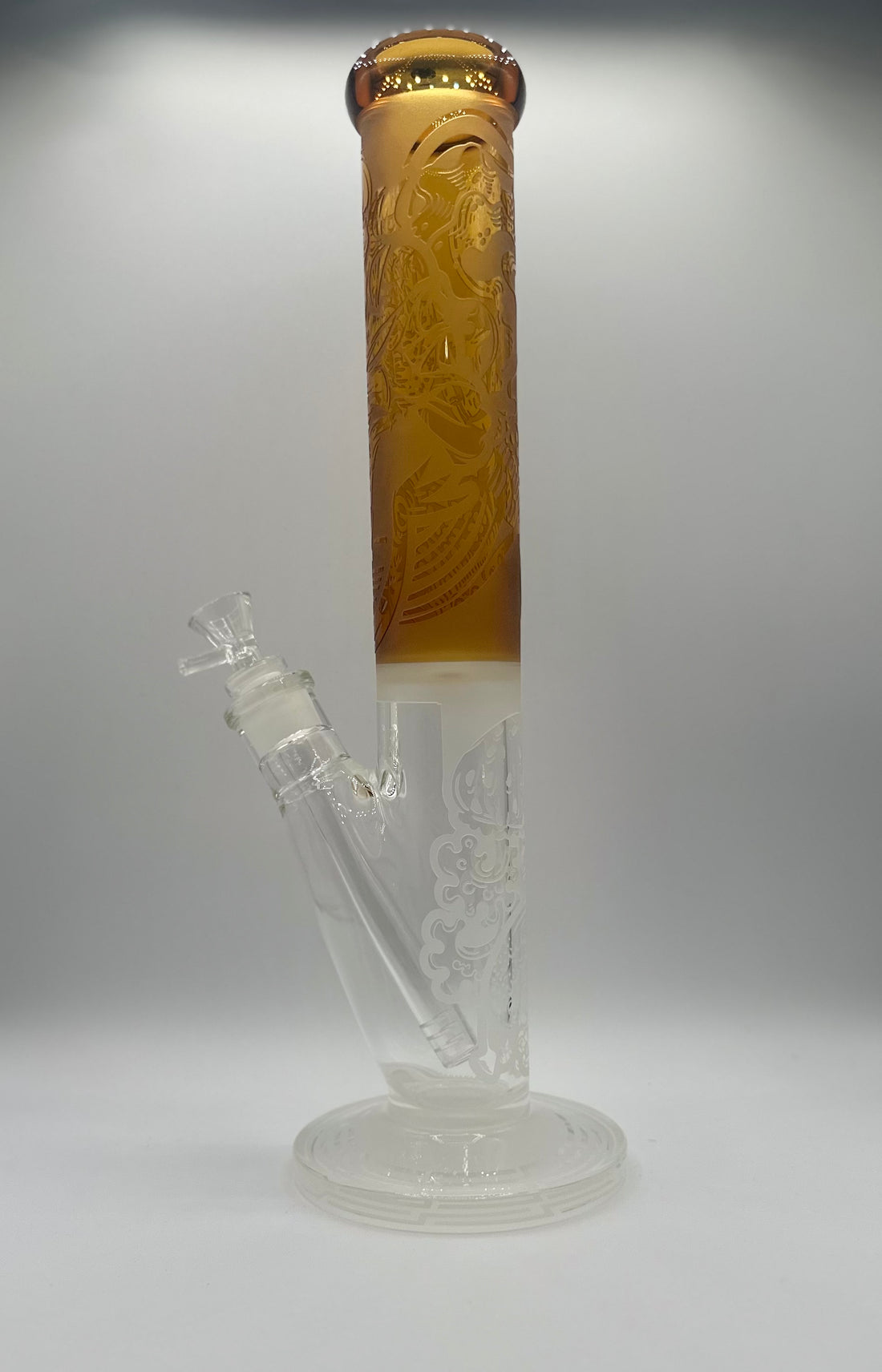 Thick glass Frosted & Engraved straight shooter | 15" | WP4093