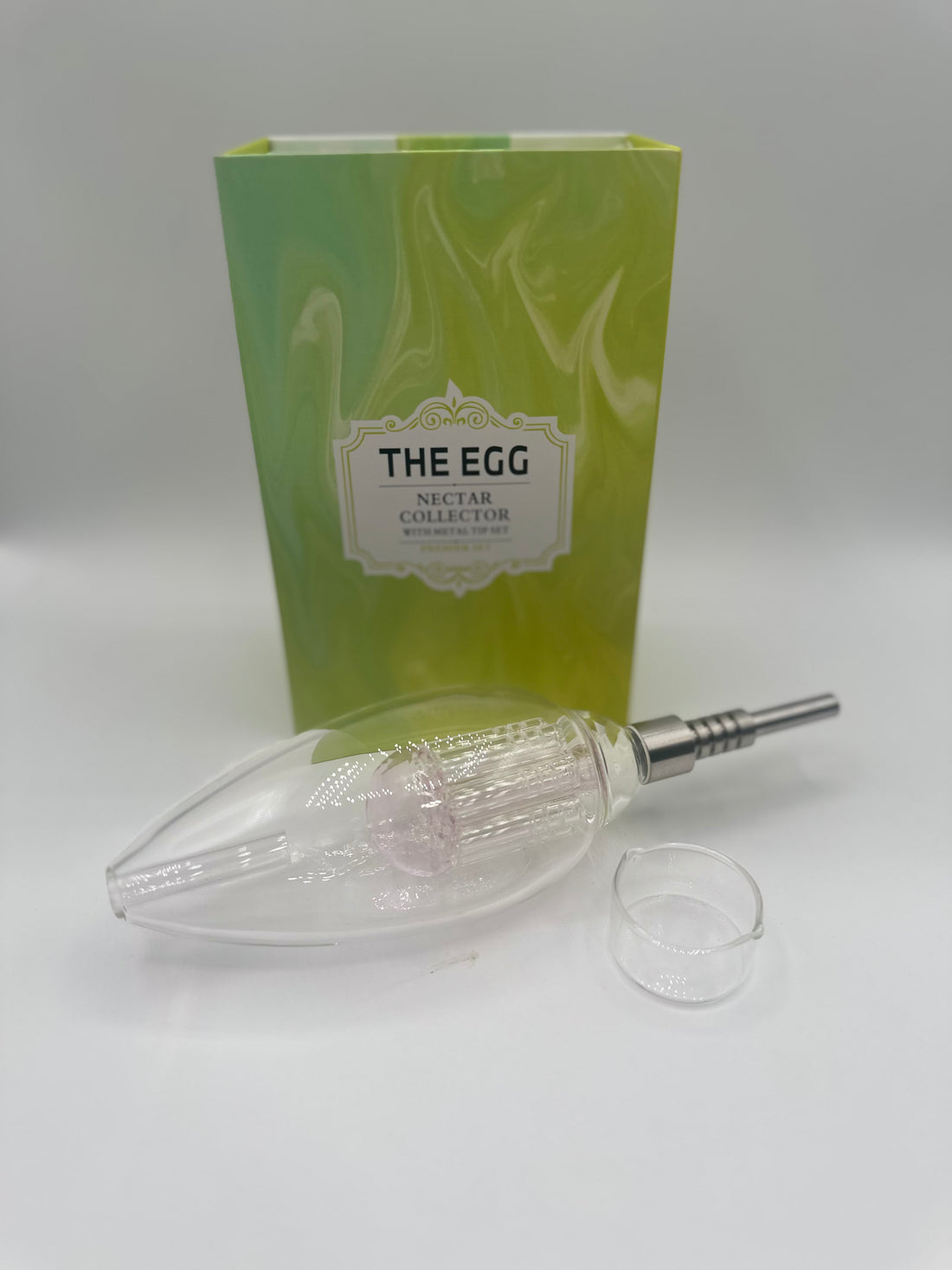 The EGG Nectar Collector with Perc | Metal Tip Set | Stainless Steel Tip | Glass Dish