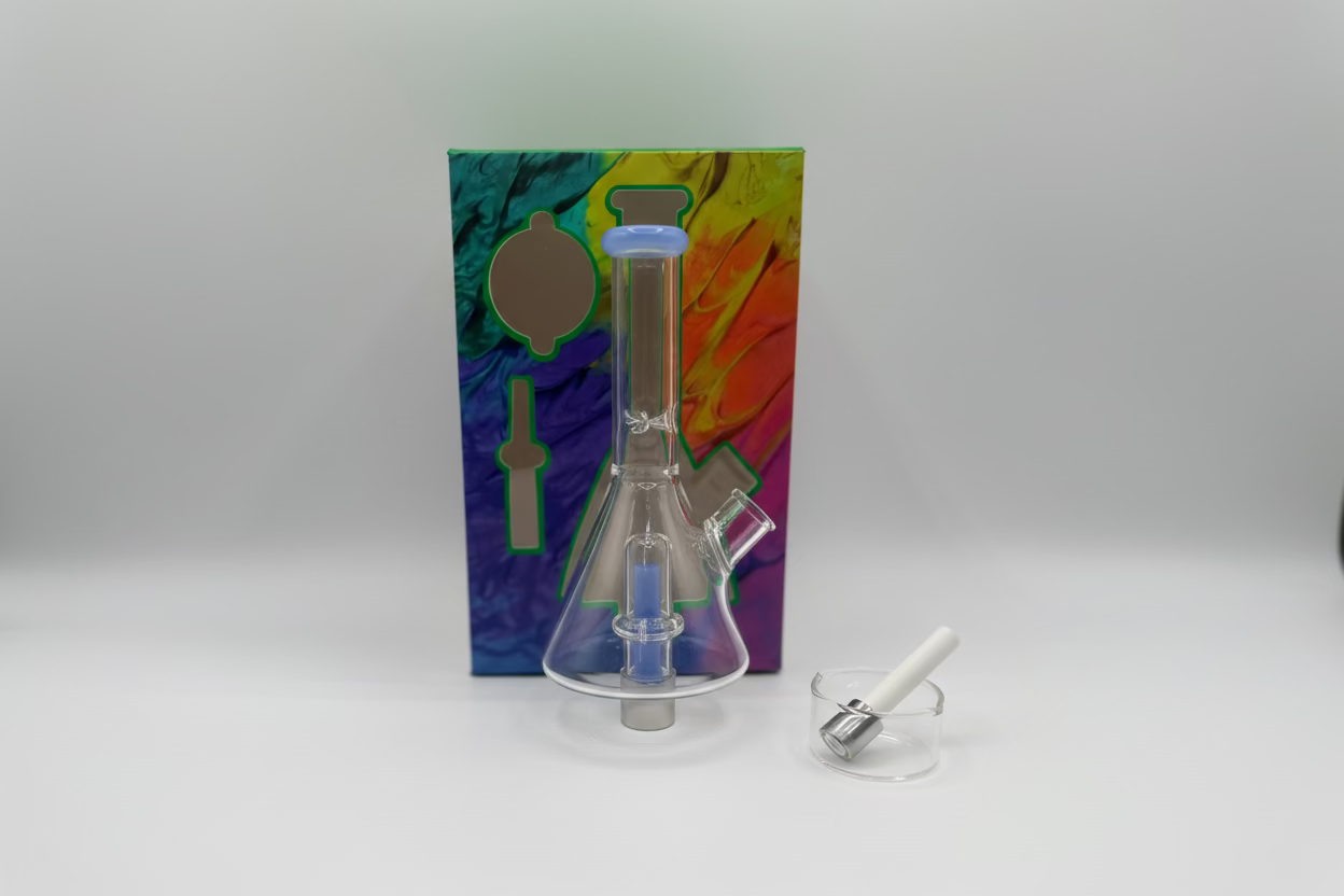 Nectar Collector - Vibrant Glass Beaker Style with Screw-On Ceramic Tip & Dish | Single Unit