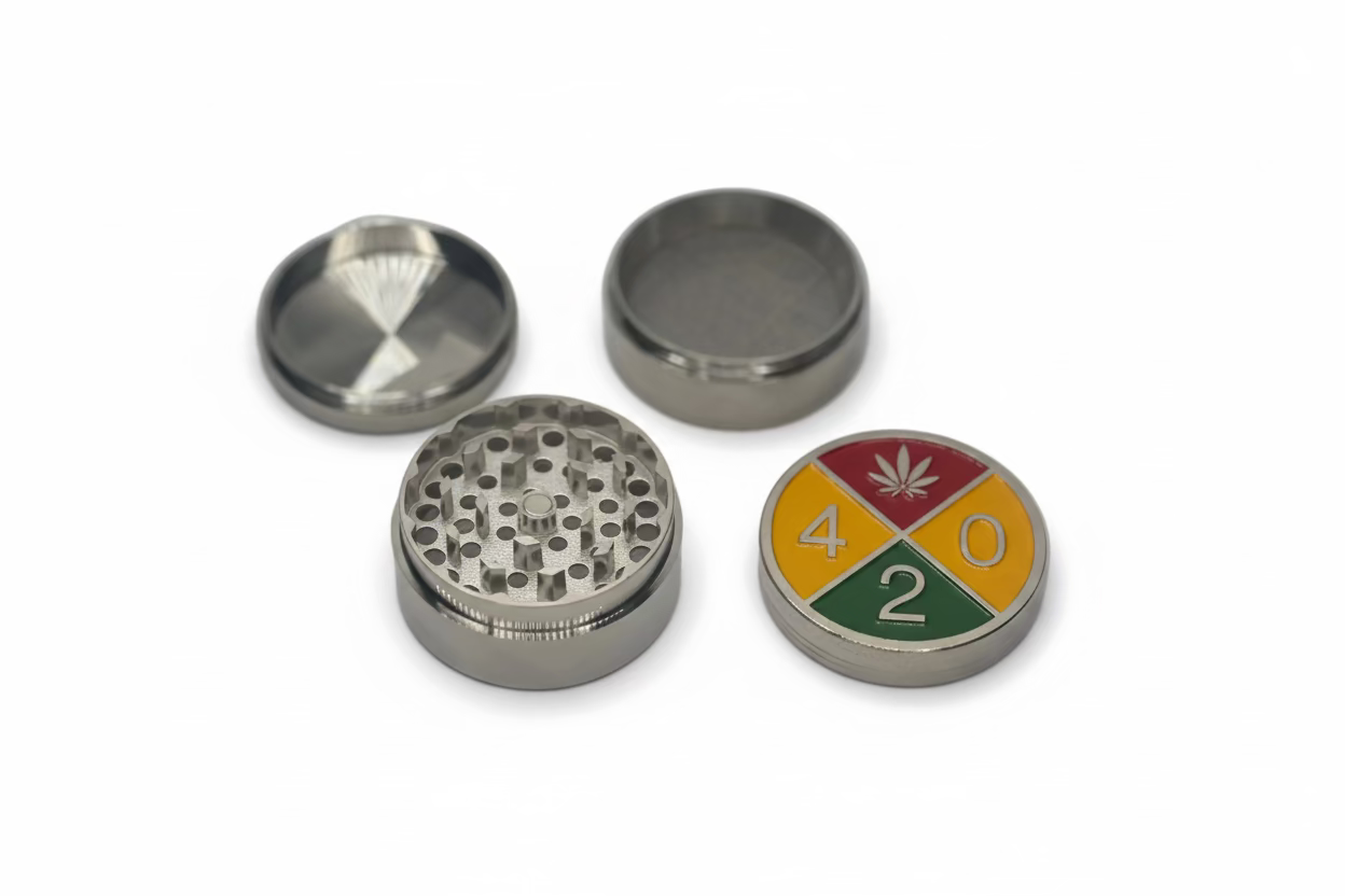 Tuff Shredder - 420 leaf Engraved Silver Grinder | Single Unit Secondary image
