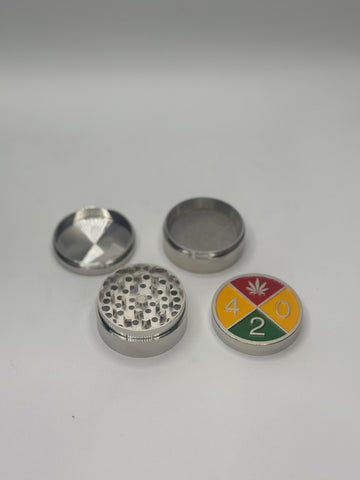 Tuff Shredder Grinder - Silver Grinder | 420 and leaf Engraved