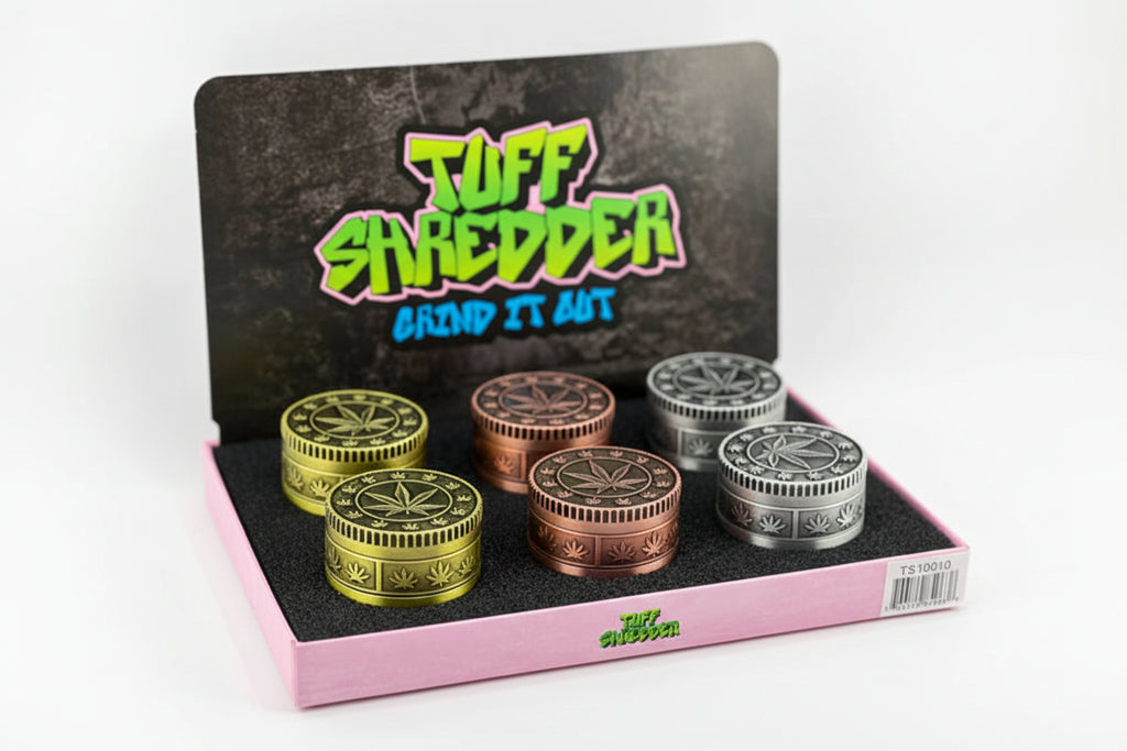 Tuff Shredder - 45MM Antique Style 4 Piece Grinder with Ashtray | 6 Units / Box | Box