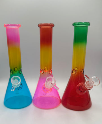 10" Rasta Beaker Bong – Classic Glass Water Pipe with Downstem & Bowl