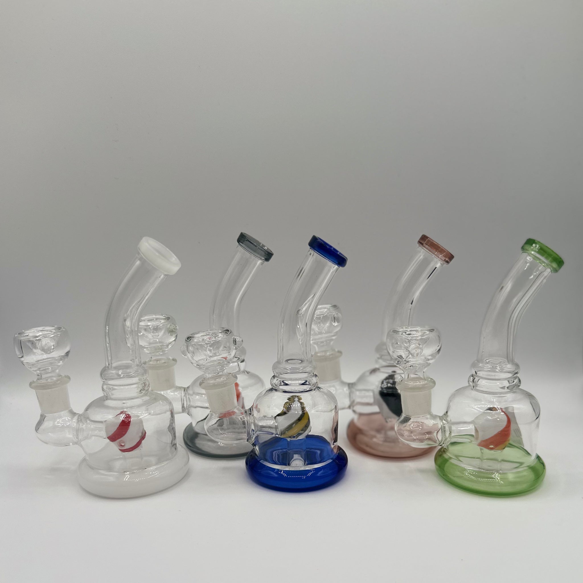 Small Rig with Swirl Colored Perc | Wholesale Glass Water Pipe