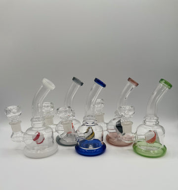 Small Rig with Swirl Colored Perc | Wholesale Glass Water Pipe
