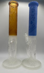 Thick glass Frosted & Engraved straight shooter | 15" | WP4093