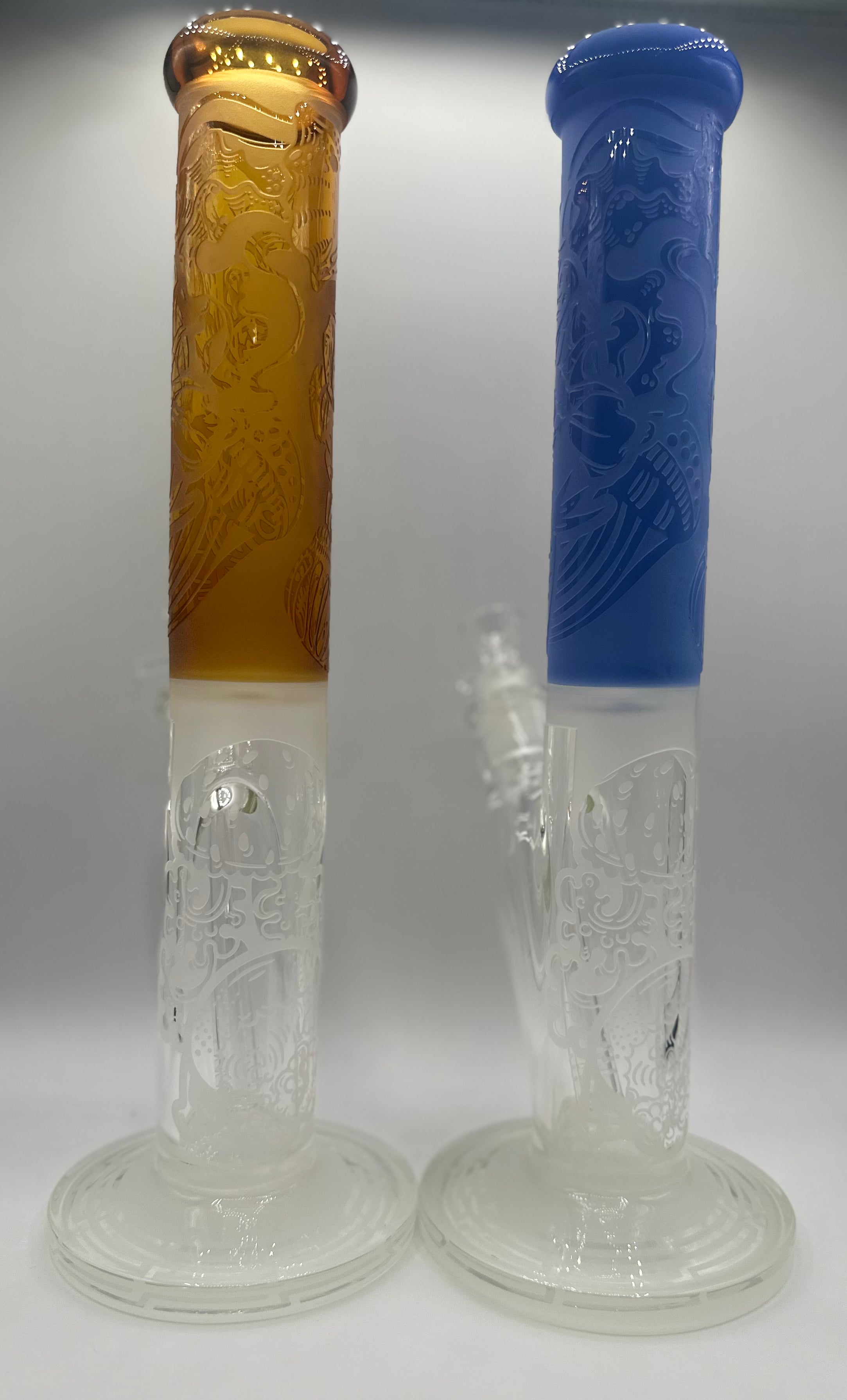 Thick glass Frosted & Engraved straight shooter | 15" | WP4093