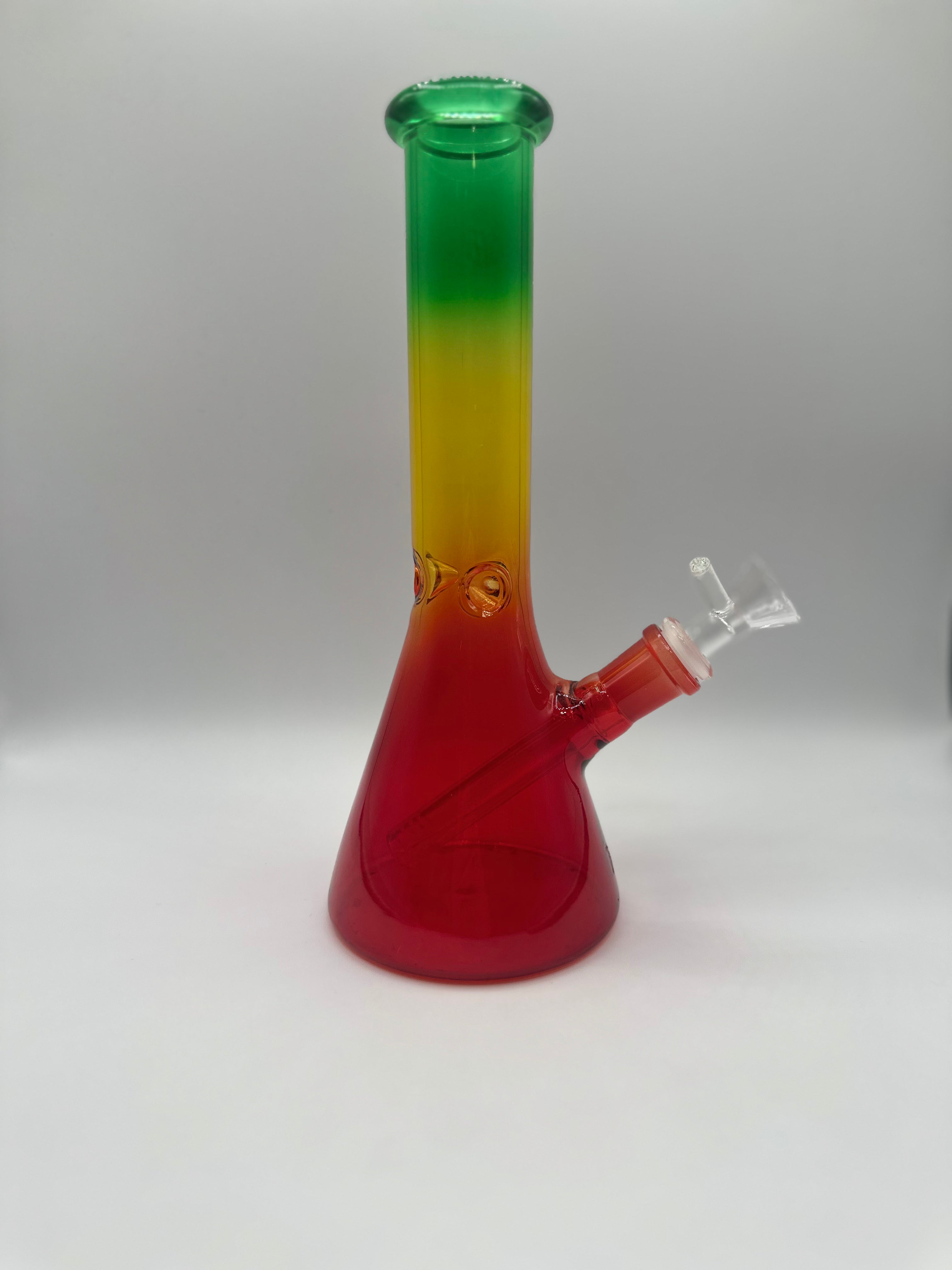 10" Rasta Beaker Bong – Glass Water Pipe with Downstem & Bowl