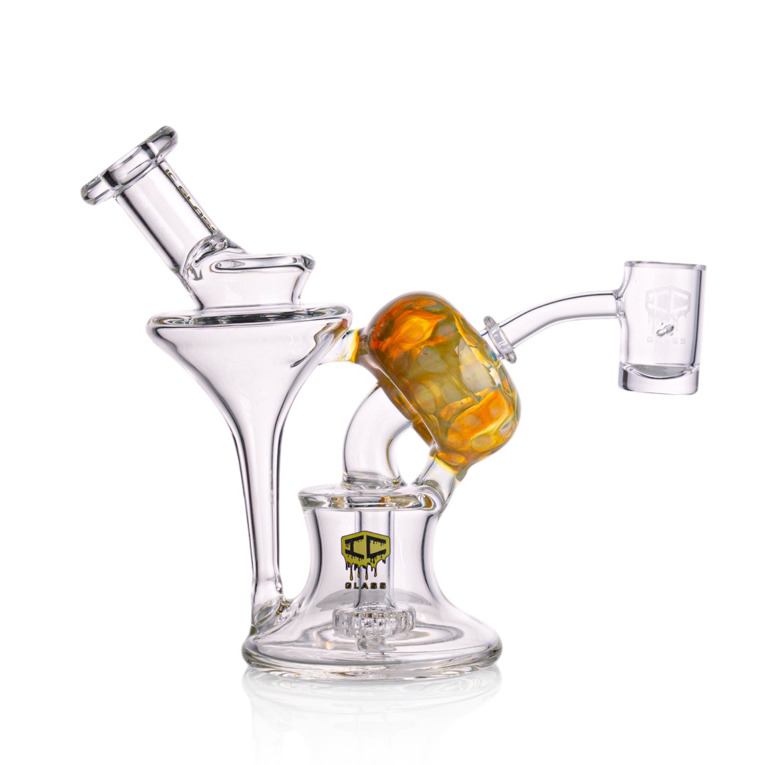 Functional Glass Art Dab Rig – Donut Recycler Design by IC Glass