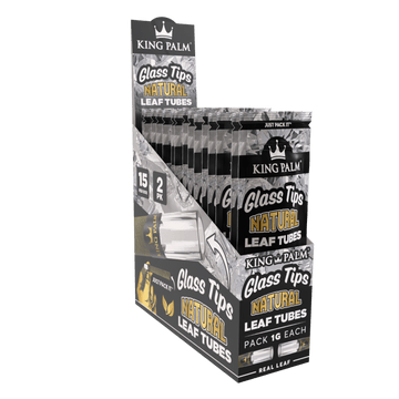 King Palm - Glass Tips | Natural Leaf Tubes| 1G Each | 2Pack | 16packs/Box | WR13