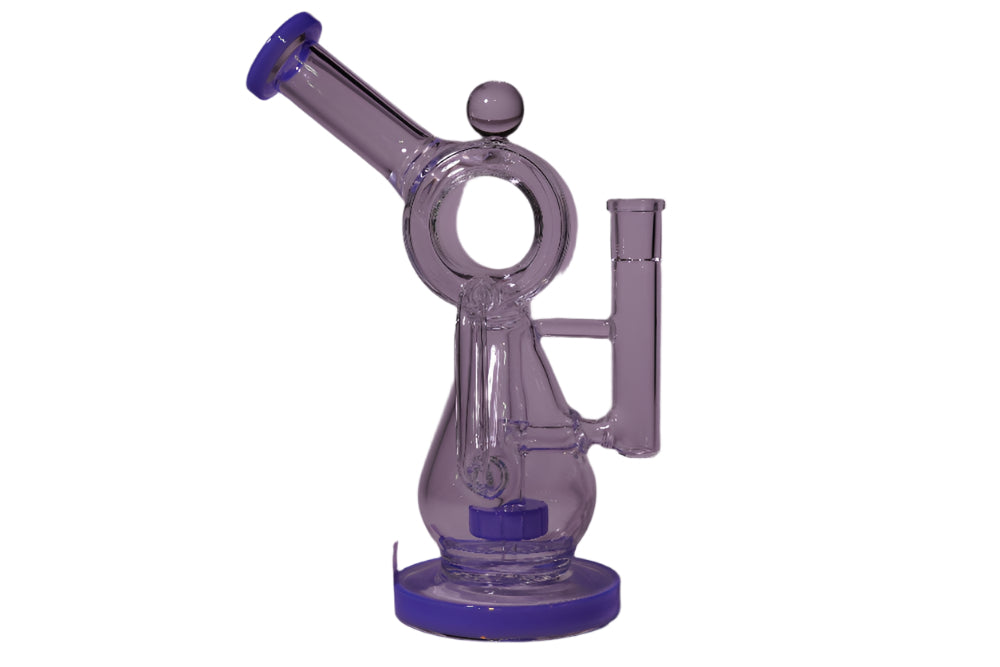 Donut Hole Recycler with Ball on Top | Unique Glass Water Pipe | Wholesale Distributor