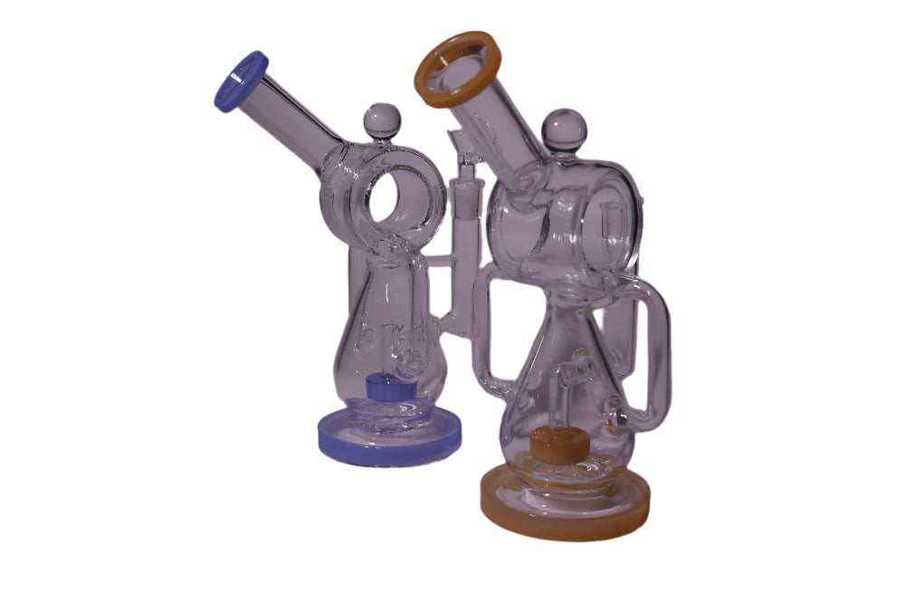 Donut Hole Recycler with Ball on Top | Unique Glass Water Pipe | Wholesale Distributor
