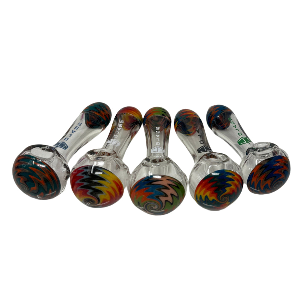 IC Glass Clear Hand Pipe with Screen & Wig Wag Design