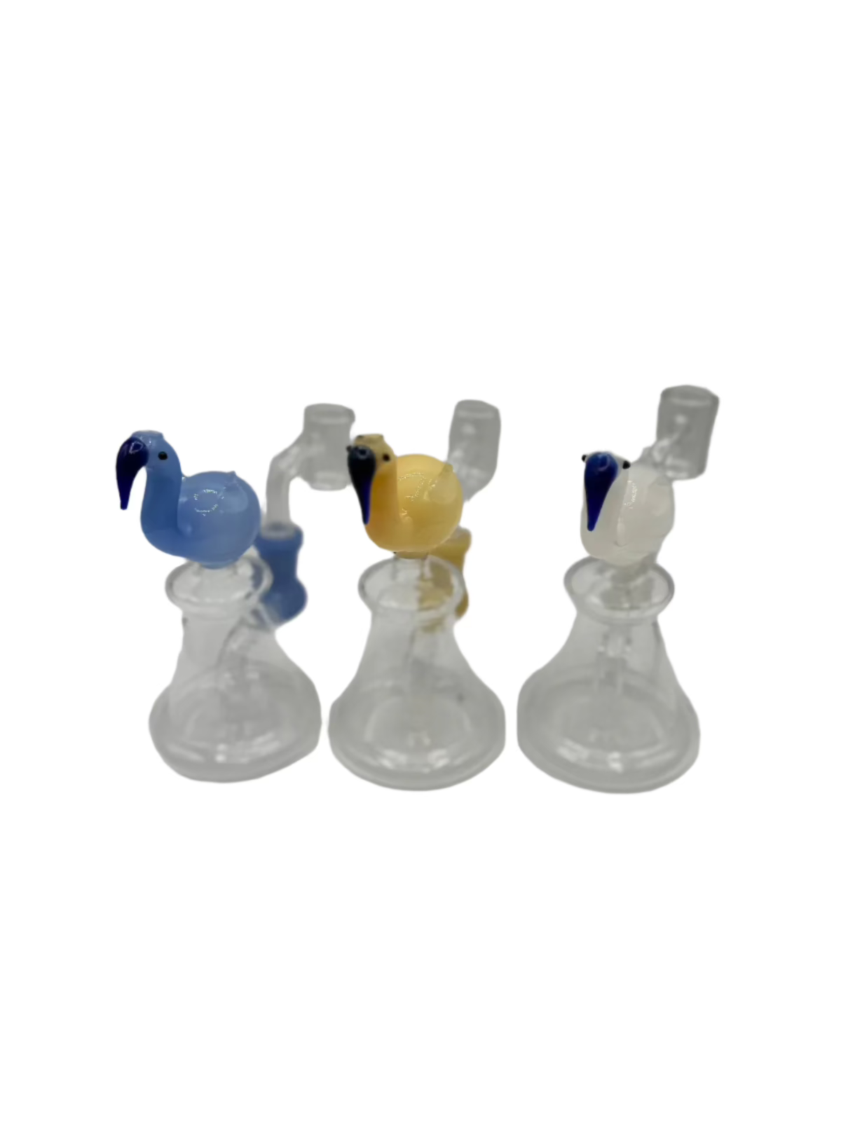 Glass swan water pipe with curved neck and banger

