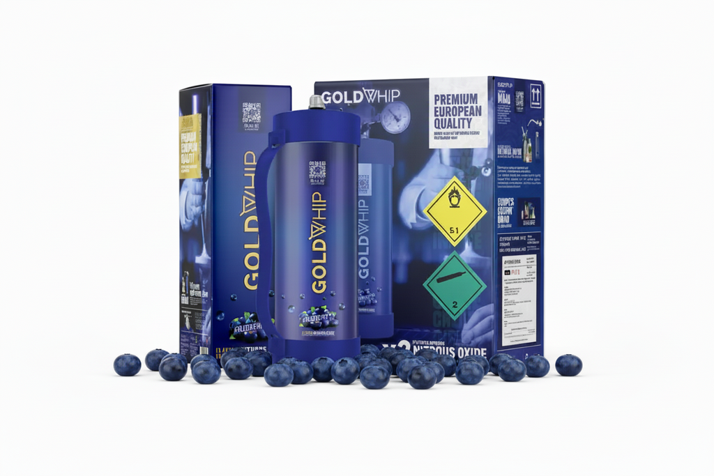 Gold Whip Maxi cream charger 2000g N2O tank for food service applications Blue berry
