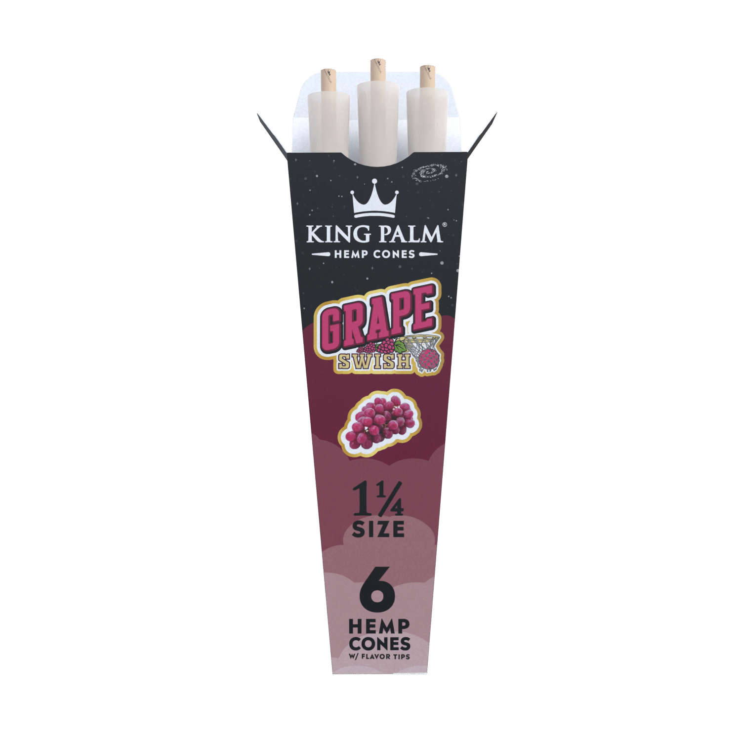 King Palm - Hemp Cones | 1 1/4 Size  6-Hemp cones| 30Packs/Display | Squeeze & POP | WR09