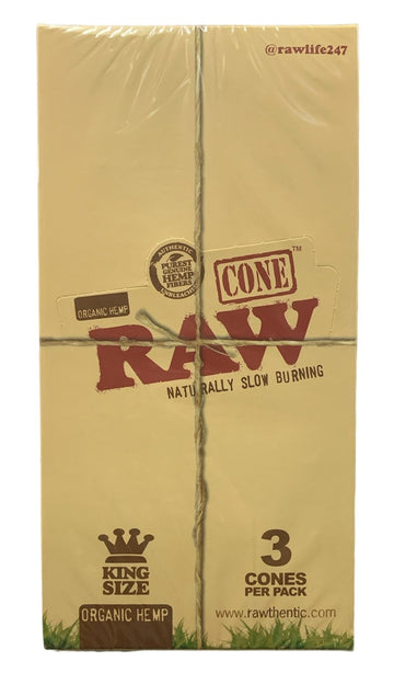 RAW ORGANIC KING SIZE Cones 3Cones/Pack | 32Packs/Box | BOX