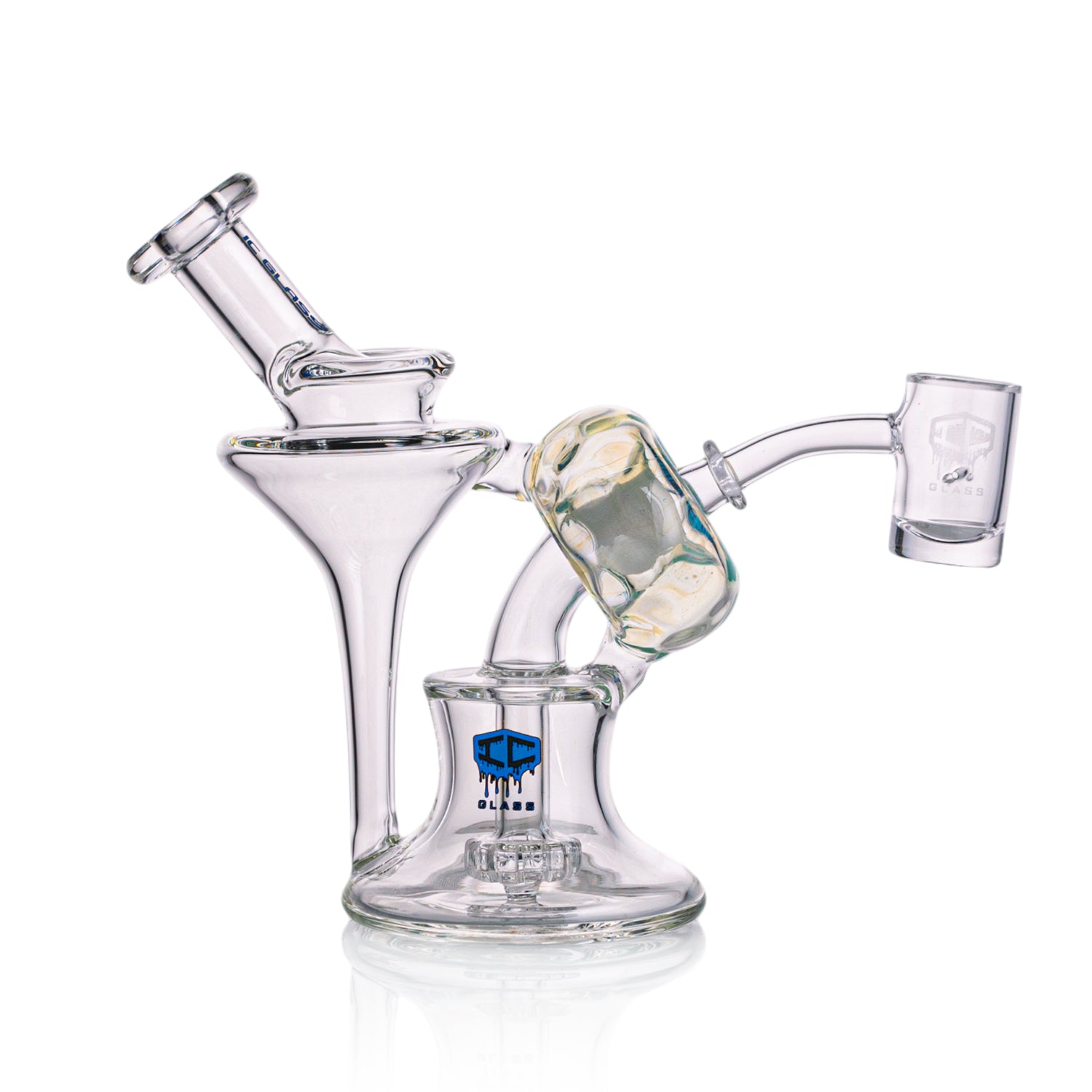 Hand-Blown Donut Recycler Dab Rig with Angled Banger