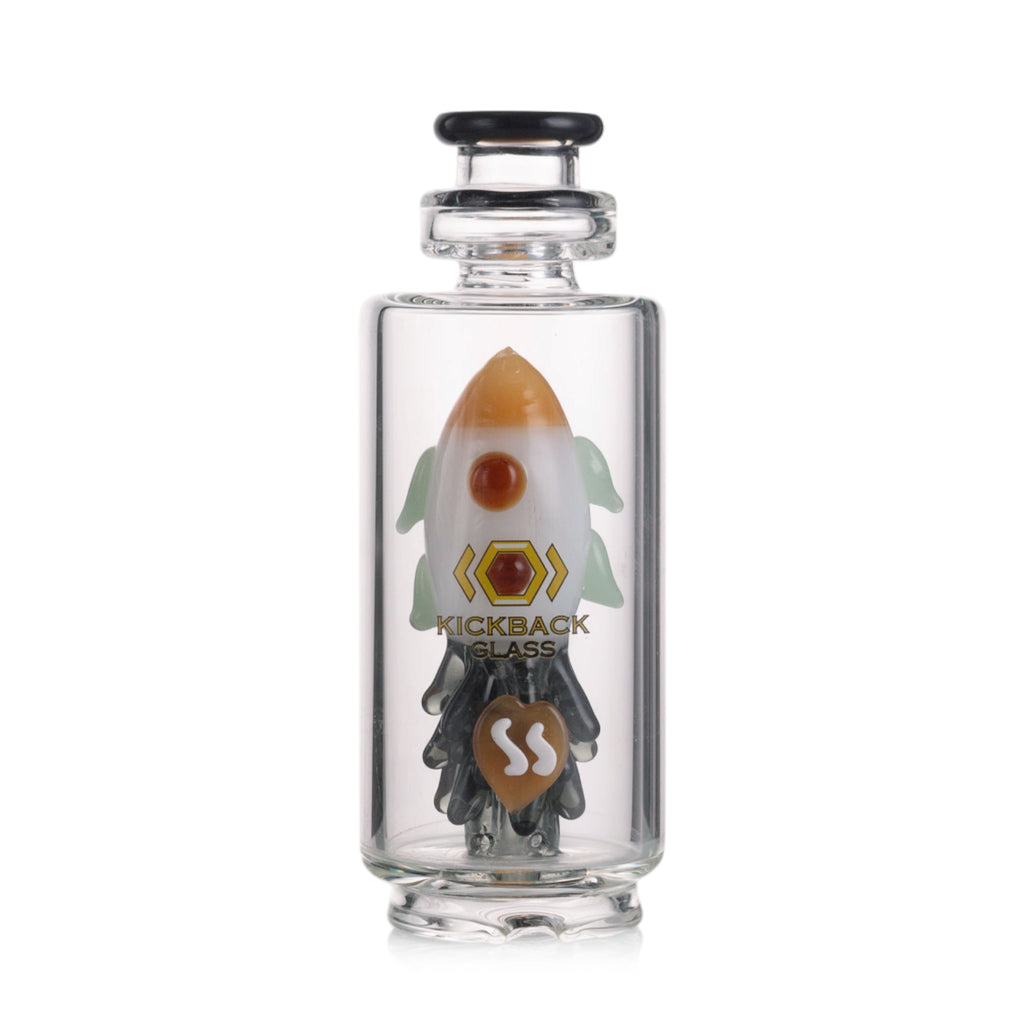 Hand-blown Puffco attachment featuring rocket art