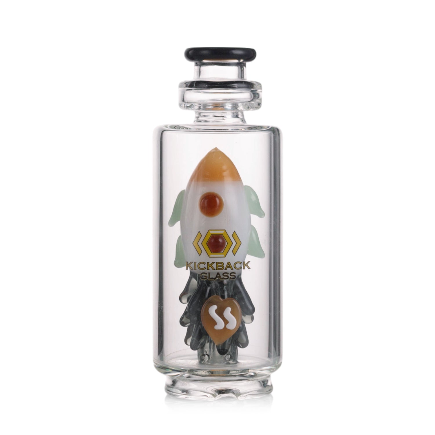 Hand-blown Puffco attachment featuring rocket art
