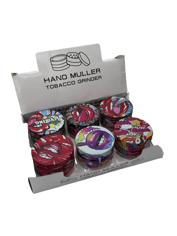 Hand Muller Tobacco Grinder display of 6 grinders 