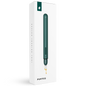 Puffco disposable vape packaging box in white, featuring a dark green graphic of the vape device and a small gold drip detail, on a clean white background.