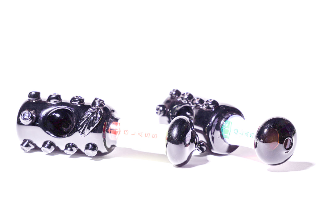 IC Glass - Black Slim Beads Hand pipe | ICHP164| Premium Wholesale Glass Pipe for Cannabis Retailers