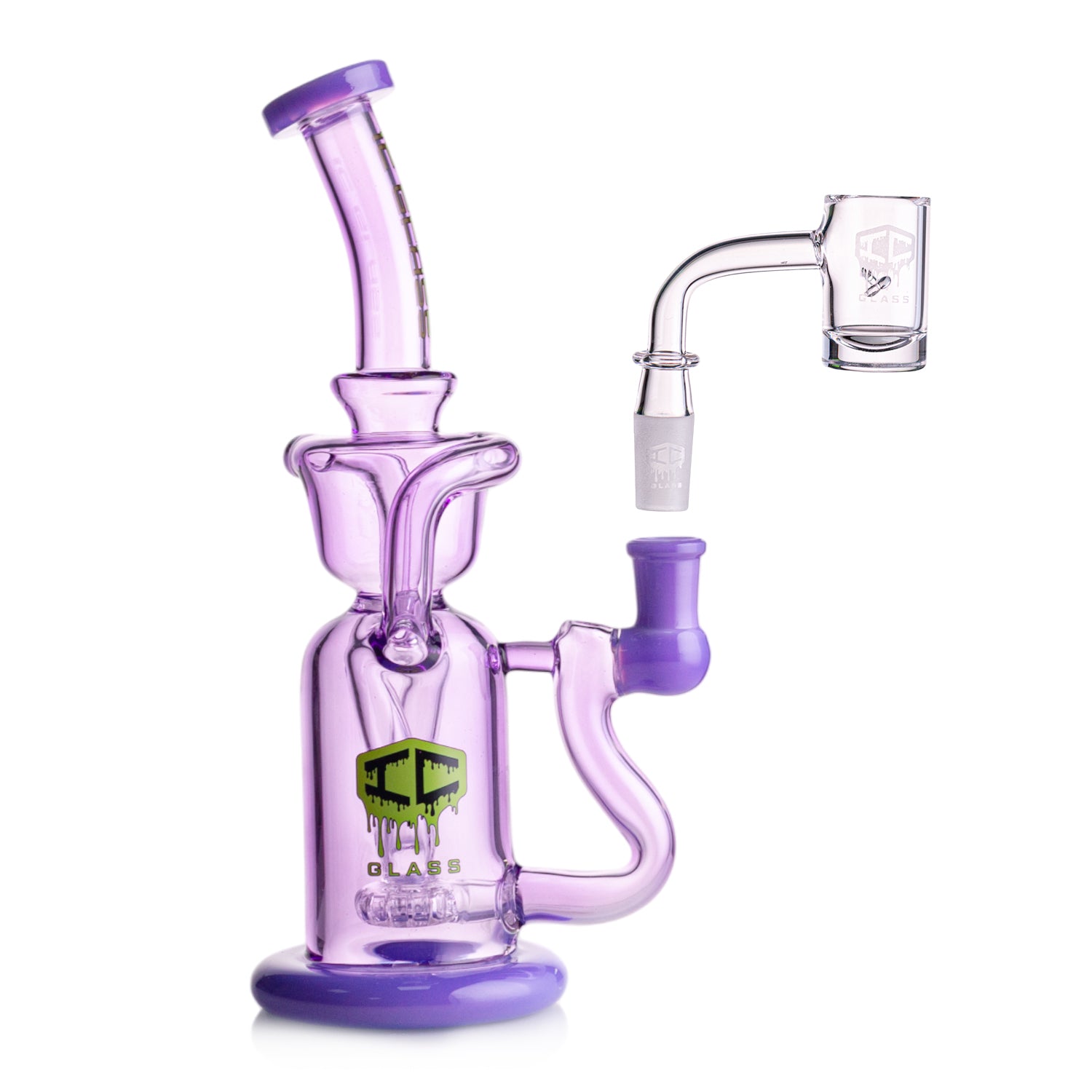 IC Glass Neon Recycler with Perc – Includes Banger | Wholesale Glass Recycler Supplier