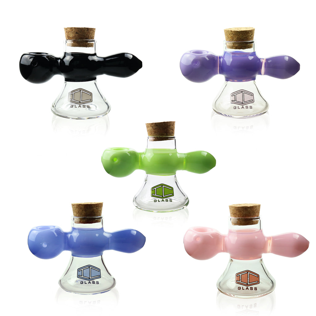 IC GLASS -Premium Design Hand Pipe with built in jar | ICHP2002