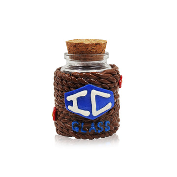 IC GLASS - Glass Jar with 3D Crafted Rope tie around jar and IC Logo comes with cork cap| ICJ60