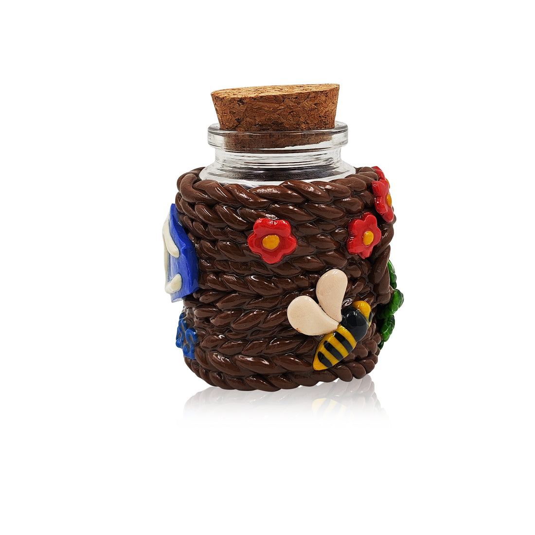 IC GLASS - Glass Jar with 3D Crafted Rope tie around jar and IC Logo comes with cork cap| ICJ60