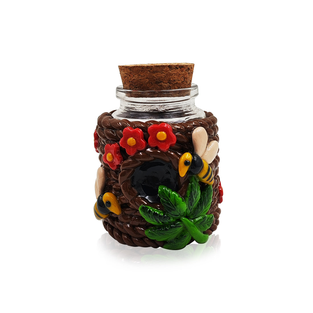 IC GLASS - Glass Jar with 3D Crafted Rope tie around jar and IC Logo comes with cork cap| ICJ60