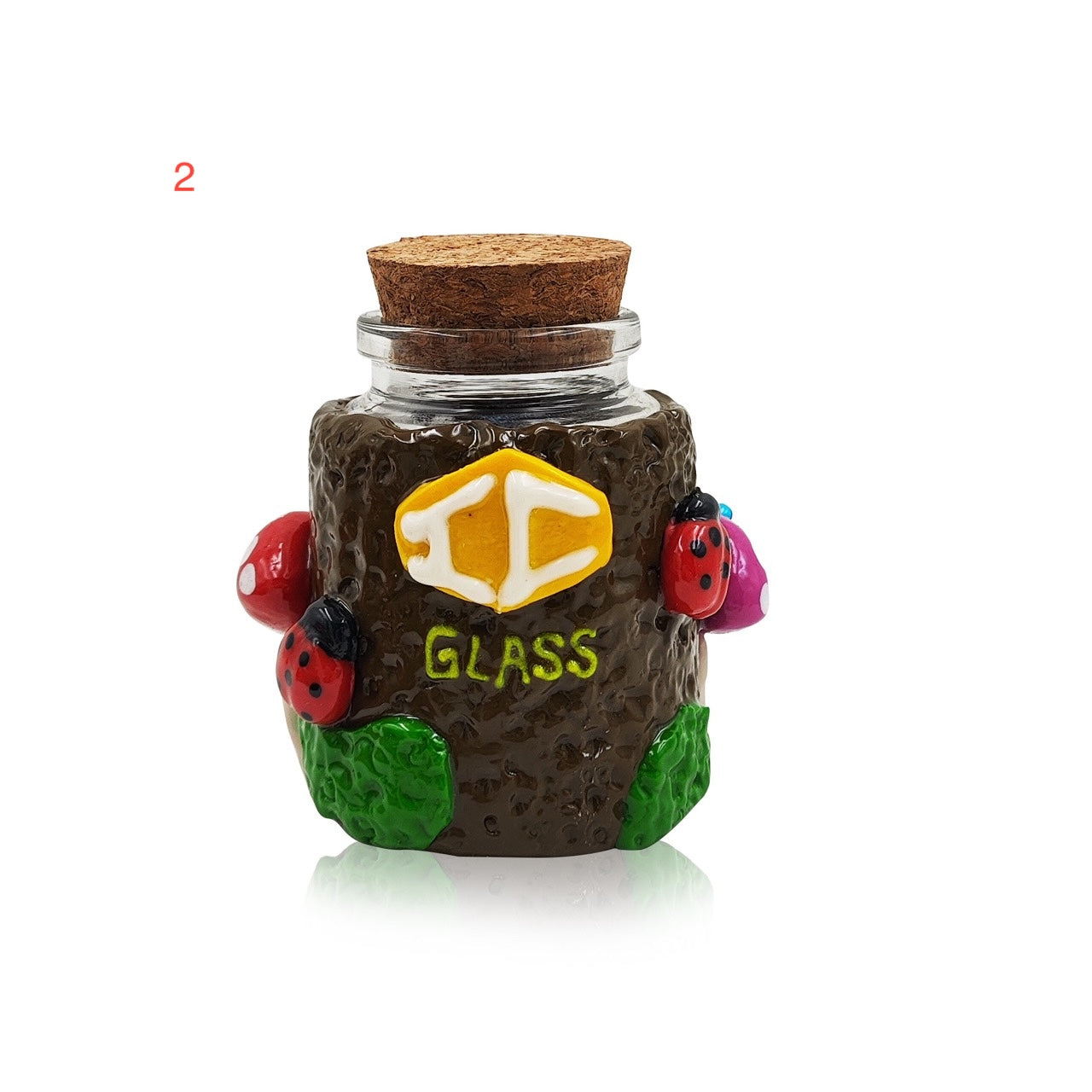 IC GLASS - 3D Crafted Mushroom & Horn Jar with cork cap| ICJ64 Main image