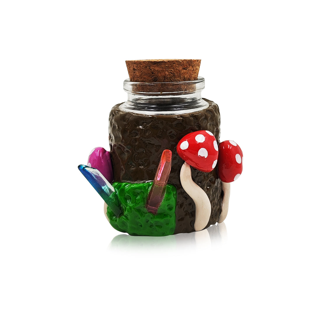 IC GLASS - 3D Crafted Mushroom & Horn Jar with cork cap| ICJ64