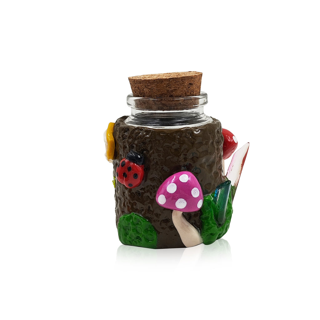 IC GLASS - 3D Crafted Mushroom & Horn Jar with cork cap| ICJ64
