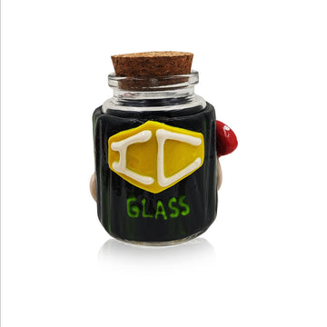 IC GLASS - jar with 3D crafted  Eye ,   Mushrooms and IC Logo comes  with cork cap| ICJ66