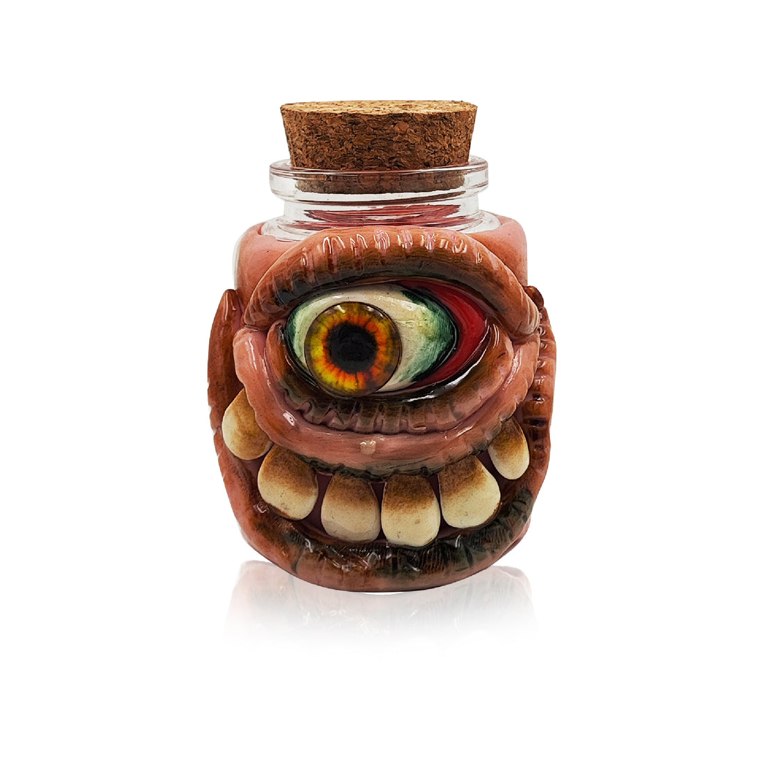 IC GLASS - Glass Jar with 3D One-Eyed Monster & IC Logo | ICJ74
