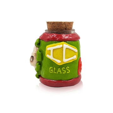 IC GLASS - jar with 3D crafted  Skull  and IC Logo comes  with cork cap| ICJ76