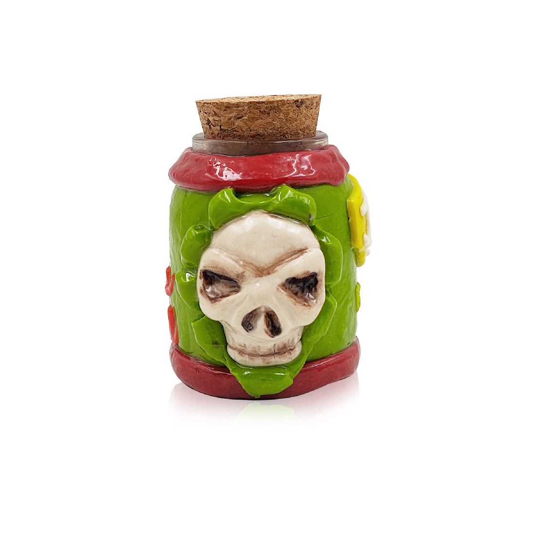 IC GLASS - jar with 3D crafted  Skull  and IC Logo comes  with cork cap| ICJ76