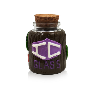 IC GLASS - Glass Jar with 3D 420, Leaf & IC Logo | ICJ78