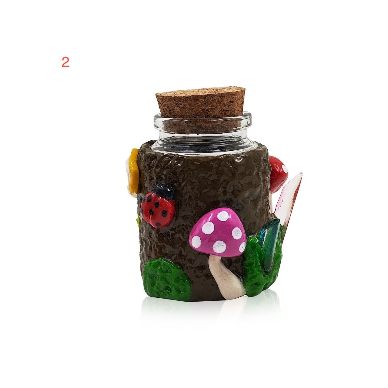IC GLASS - 3D Crafted Mushroom & Horn Jar with cork cap| ICJ64