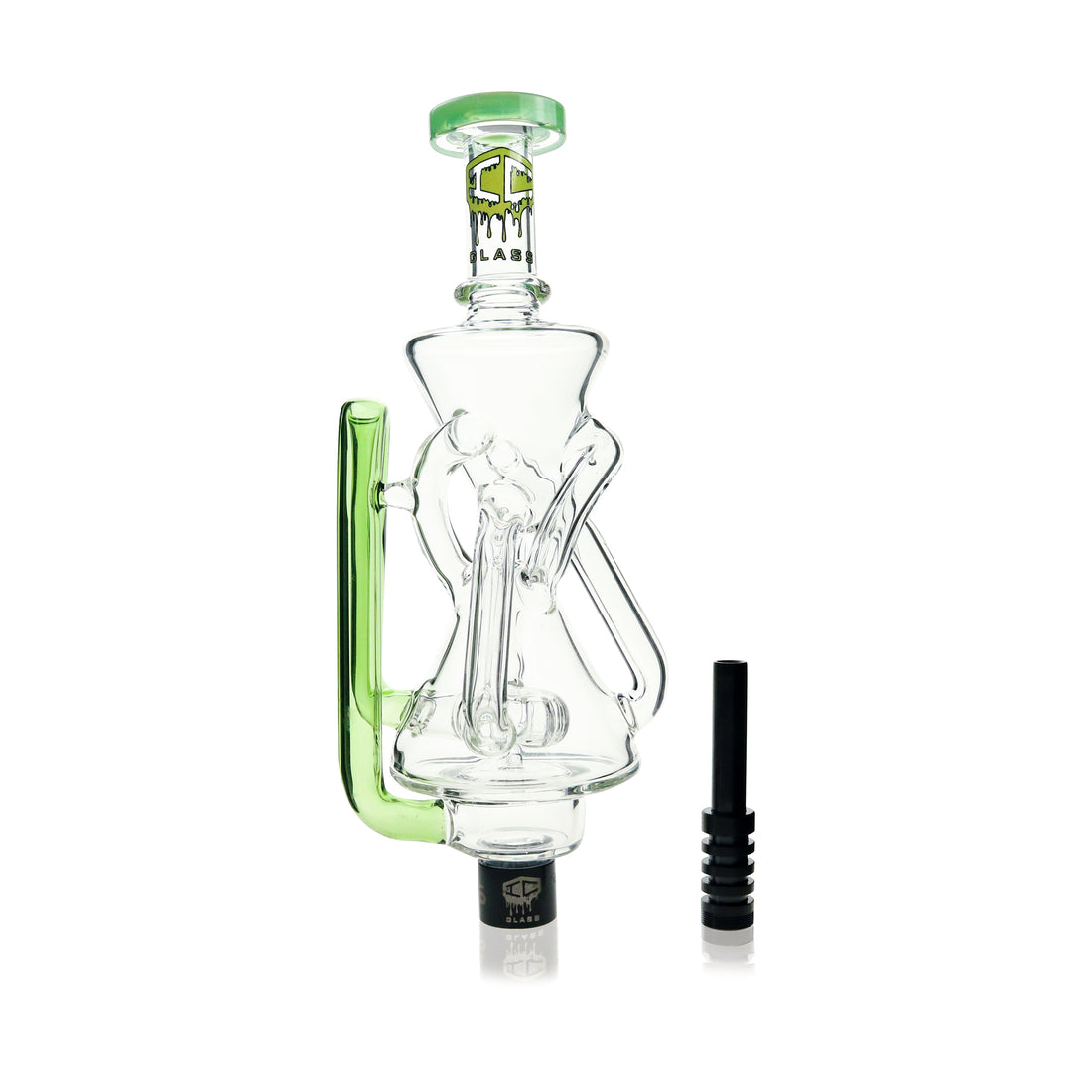 IC Glass - Recycler Nectar Collector with two chambers & Perc | Includes Titanium tip | ICNC2028
