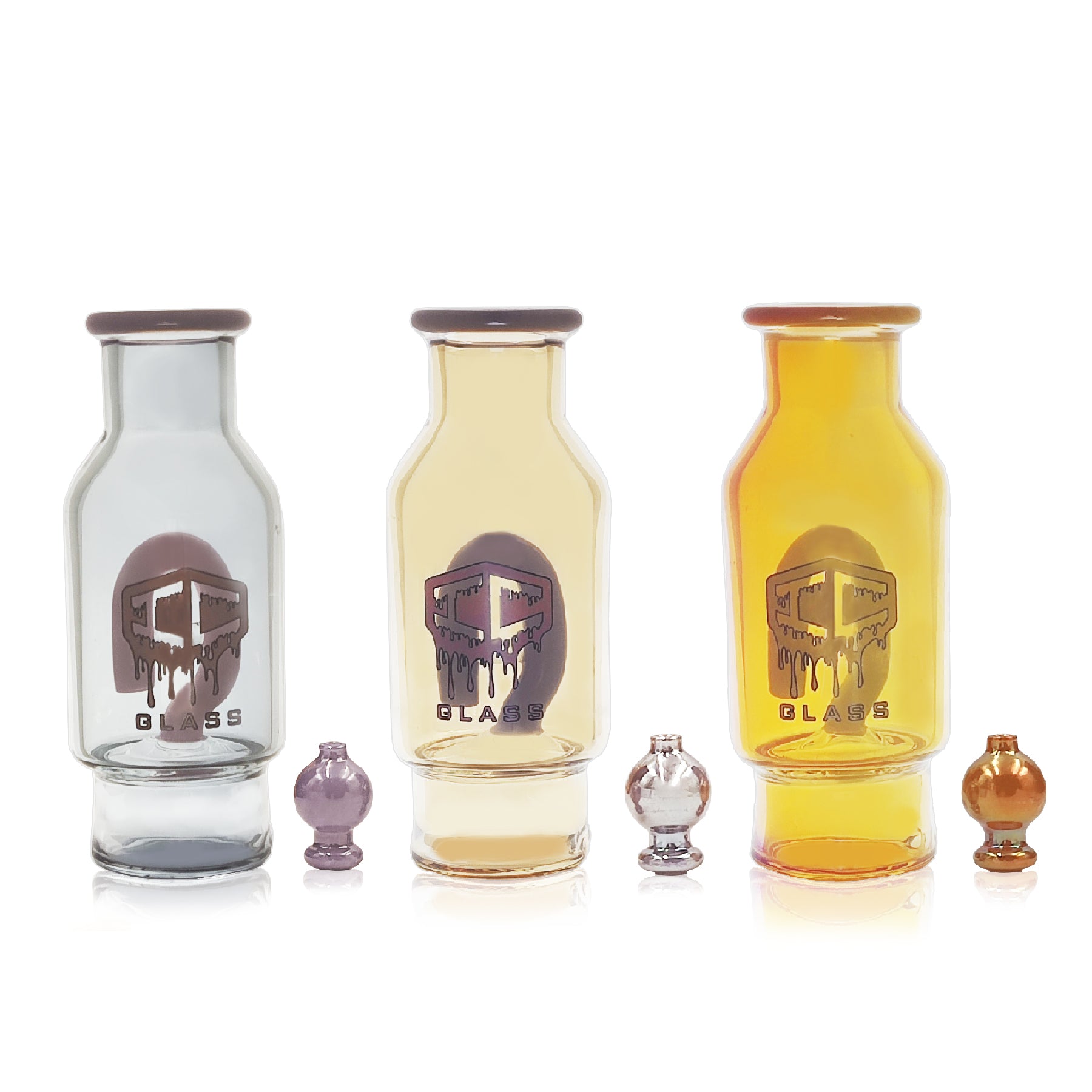 IC GLASS - Puffco Attachment bottle design with hook perc and Matching Carb Caps | ICPU128 Main image