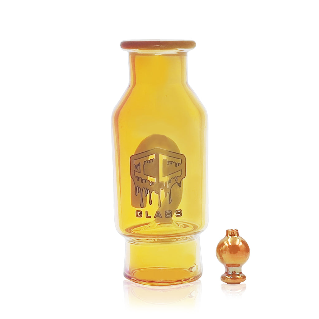 IC GLASS - Puffco Attachment bottle design with hook perc and Matching Carb Caps | ICPU128
